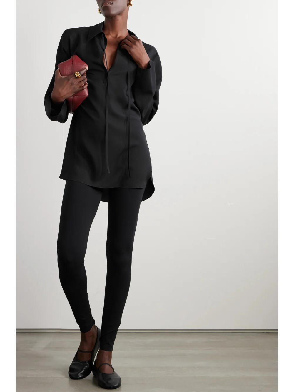 The Row Lanza Stretch-jersey Leggings, worn by a model