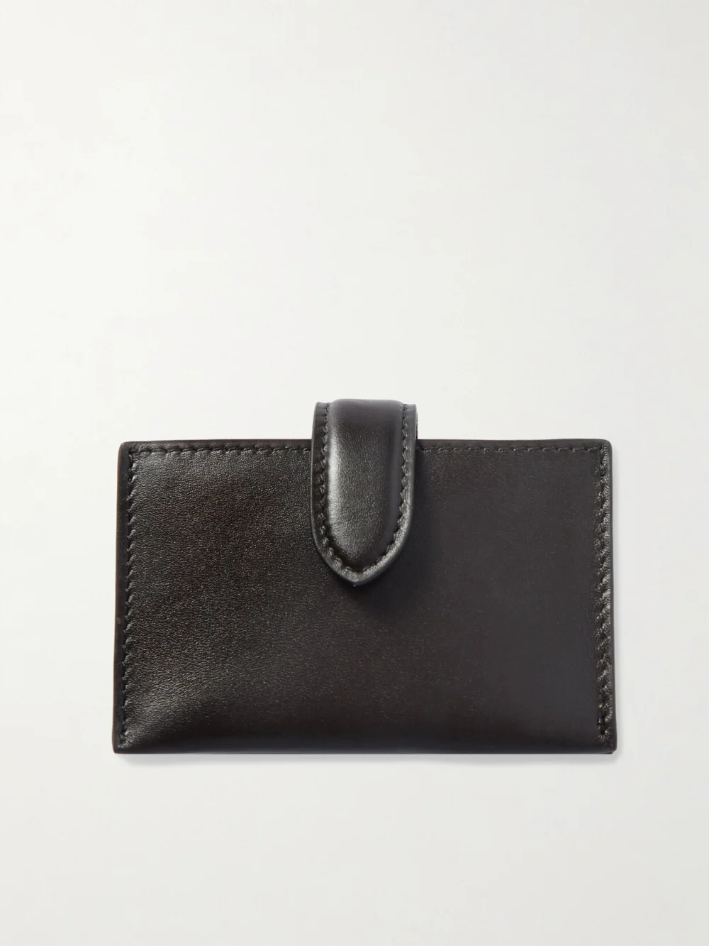 The Row Leather Cardholder in dark brown