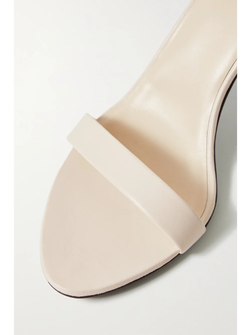 Close-up detail of The Row Maud Lace-up Leather Sandals