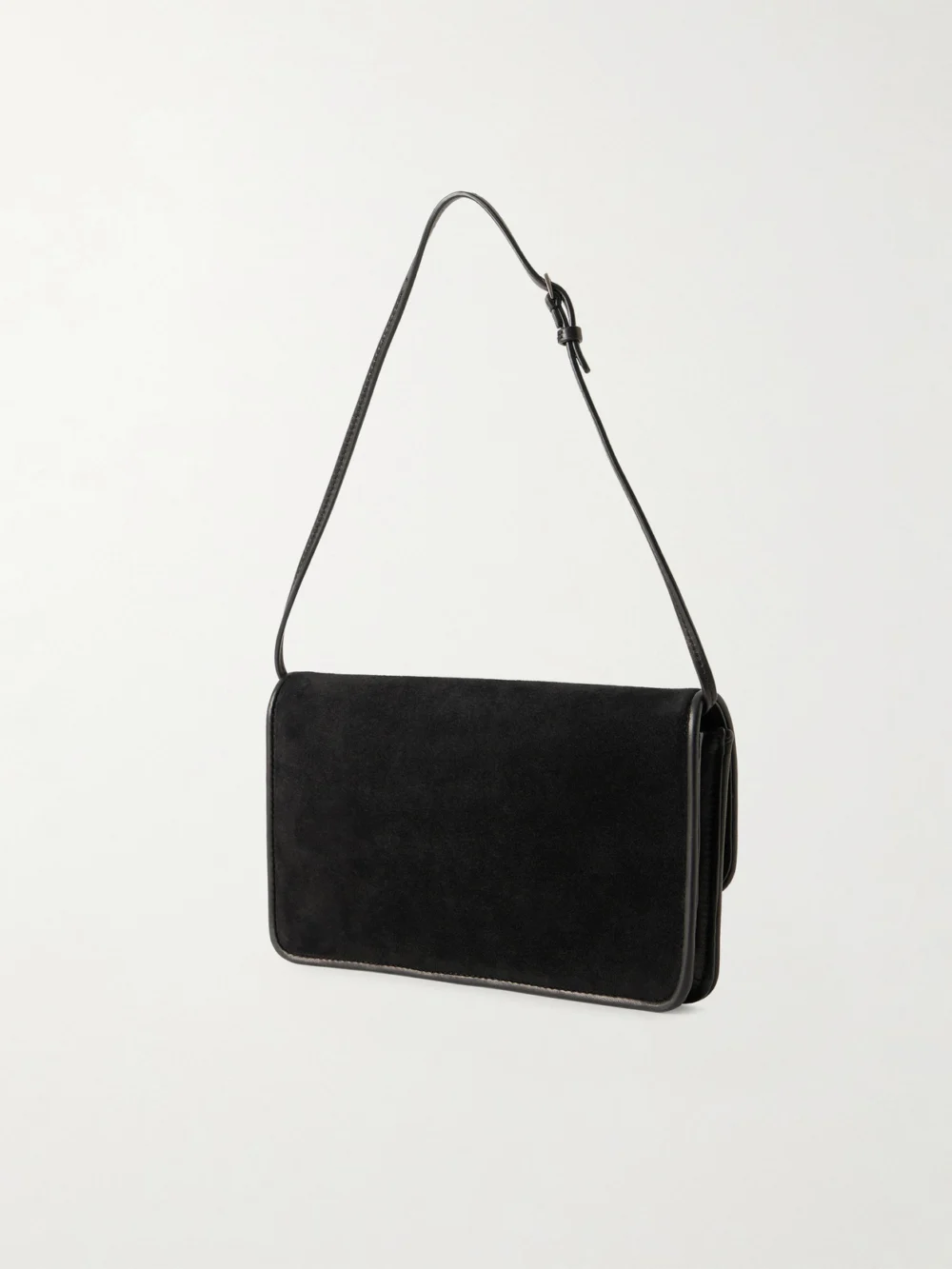 Back view of The Row Nancy Leather-trimmed Suede Shoulder Bag