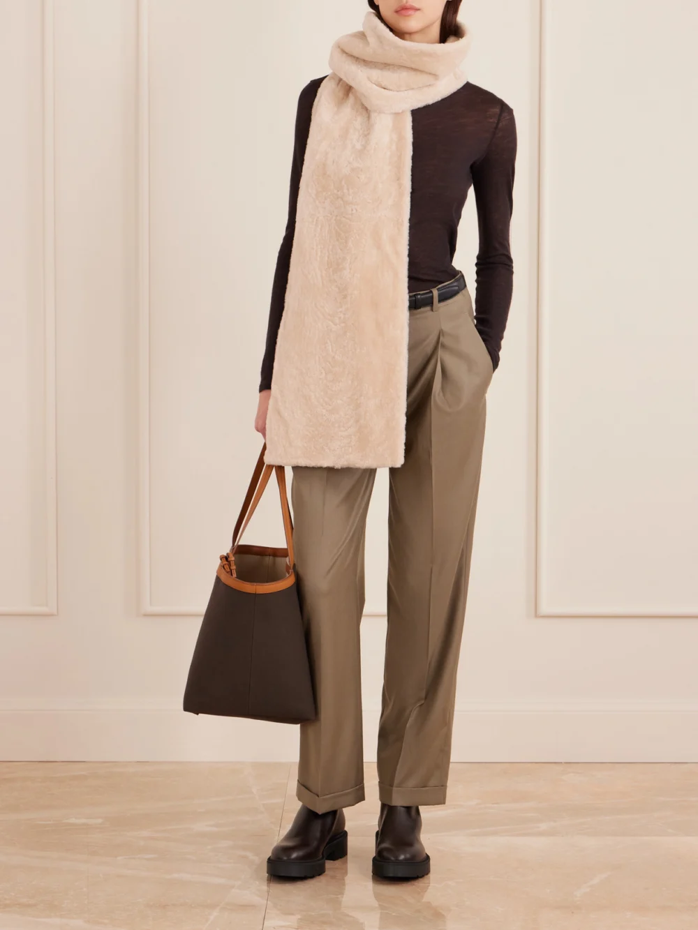 The Row Nobilis Leather Ankle Boots, styled view