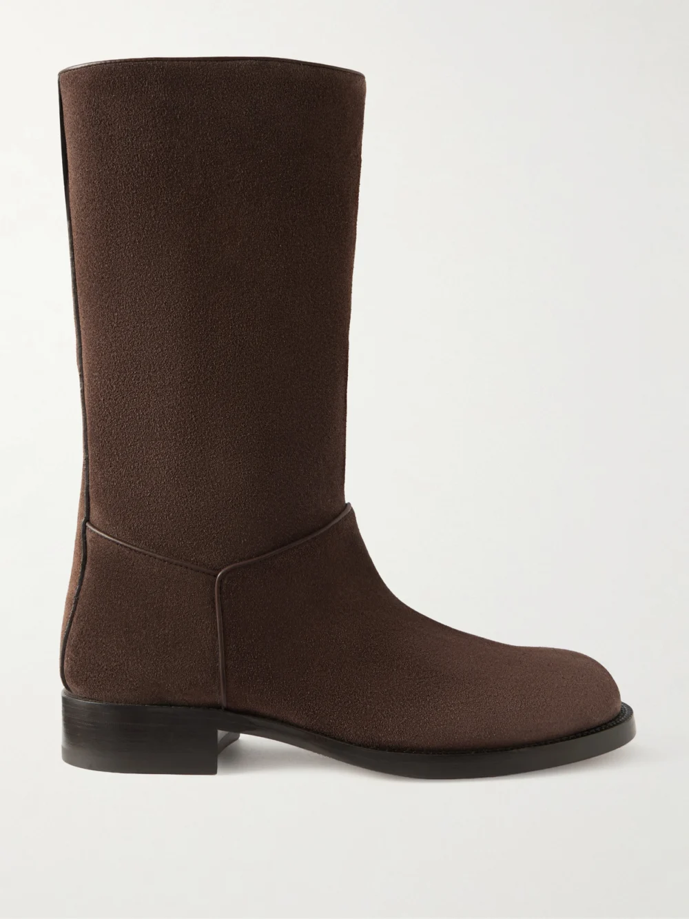 The Row Nobilis Leather Ankle Boots in dark brown
