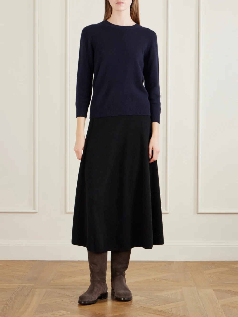 The Row Nobilis Leather Ankle Boots, styled view