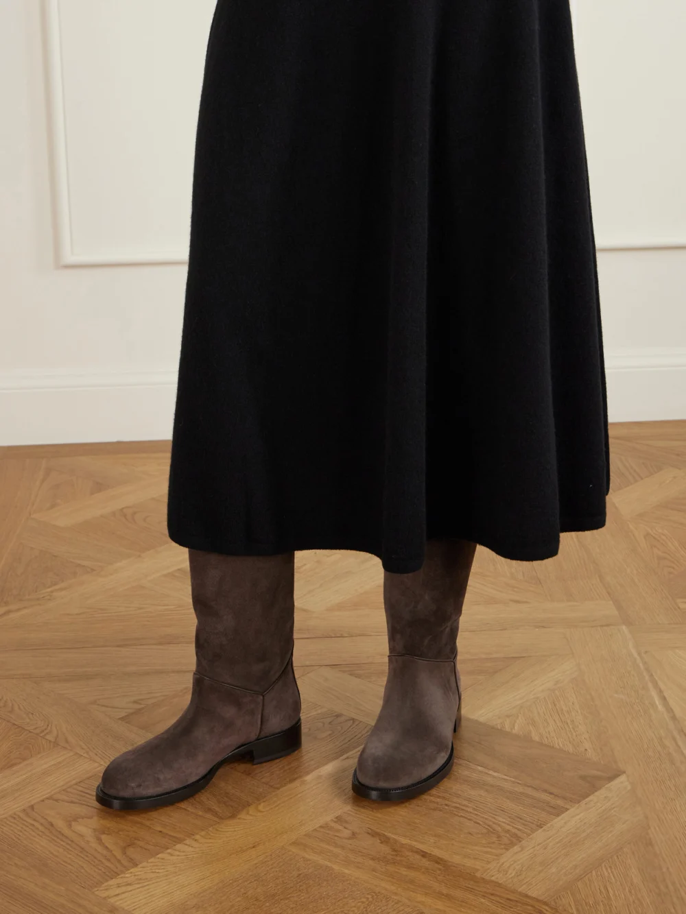 Side view of The Row Nobilis Leather Ankle Boots