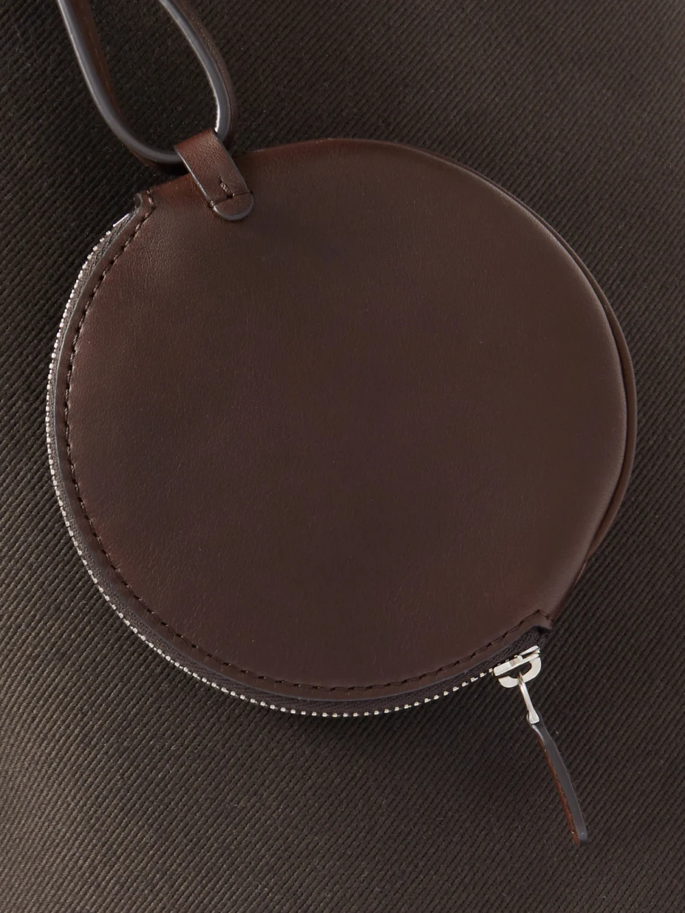 Close-up detail of The Row N/s Large Leather-trimmed Cotton-twill Tote