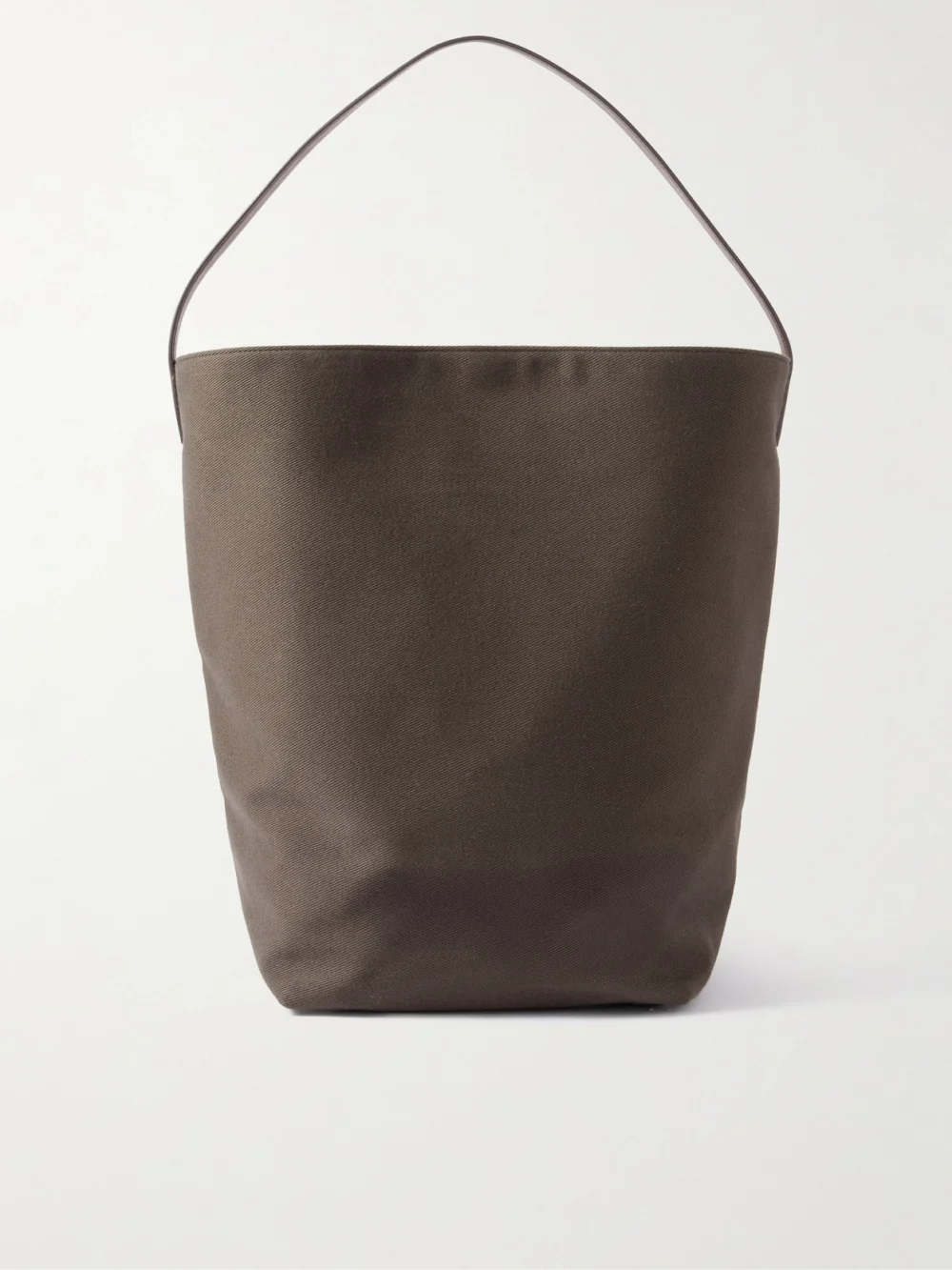 The Row N/s Large Leather-trimmed Cotton-twill Tote in brown