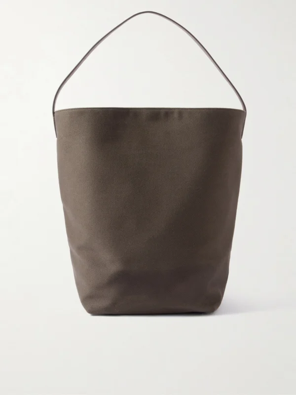 The Row N/s Large Leather-trimmed Cotton-twill Tote