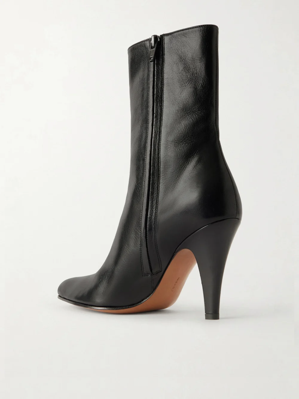 Back view of The Row Ornella Leather Ankle Boots