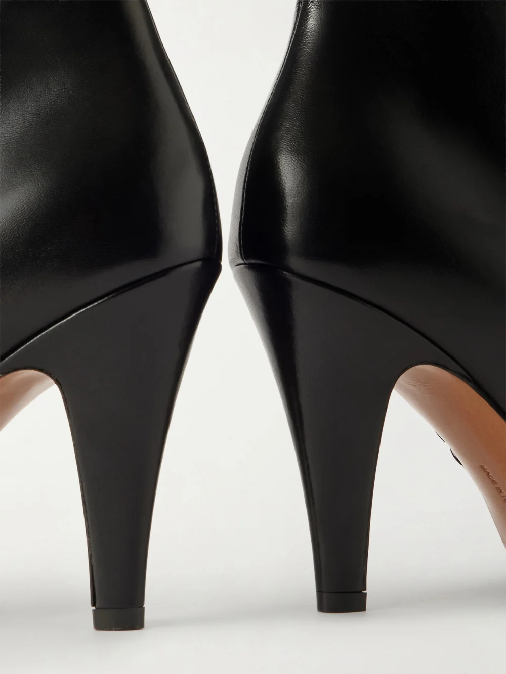 Close-up detail of The Row Ornella Leather Ankle Boots