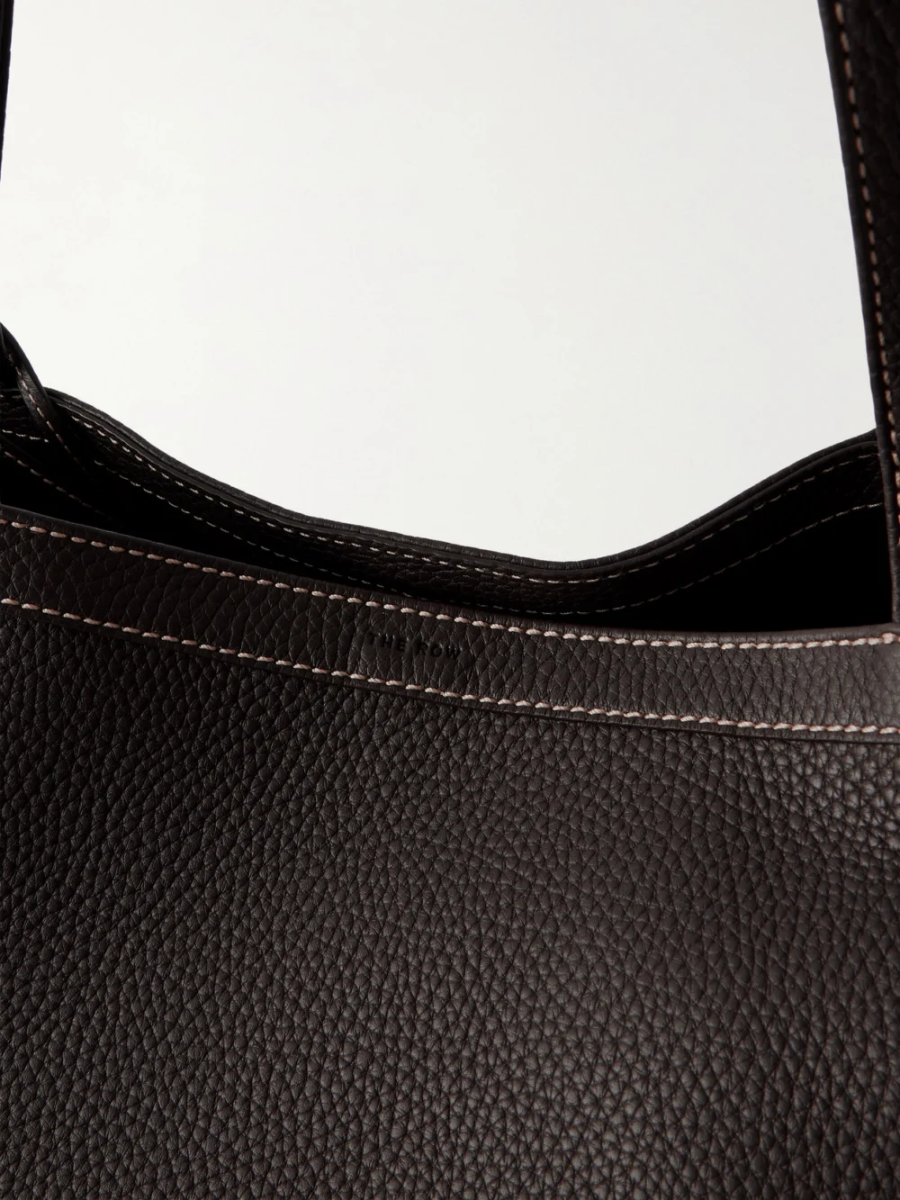 Close-up detail of The Row Park Small Textured-leather Tote