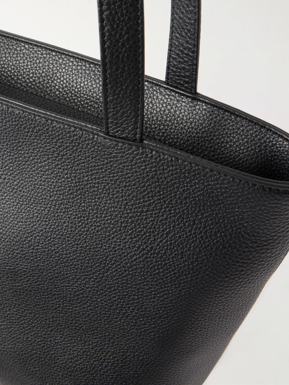 Close-up detail of The Row Parker Leather Shoulder Bag