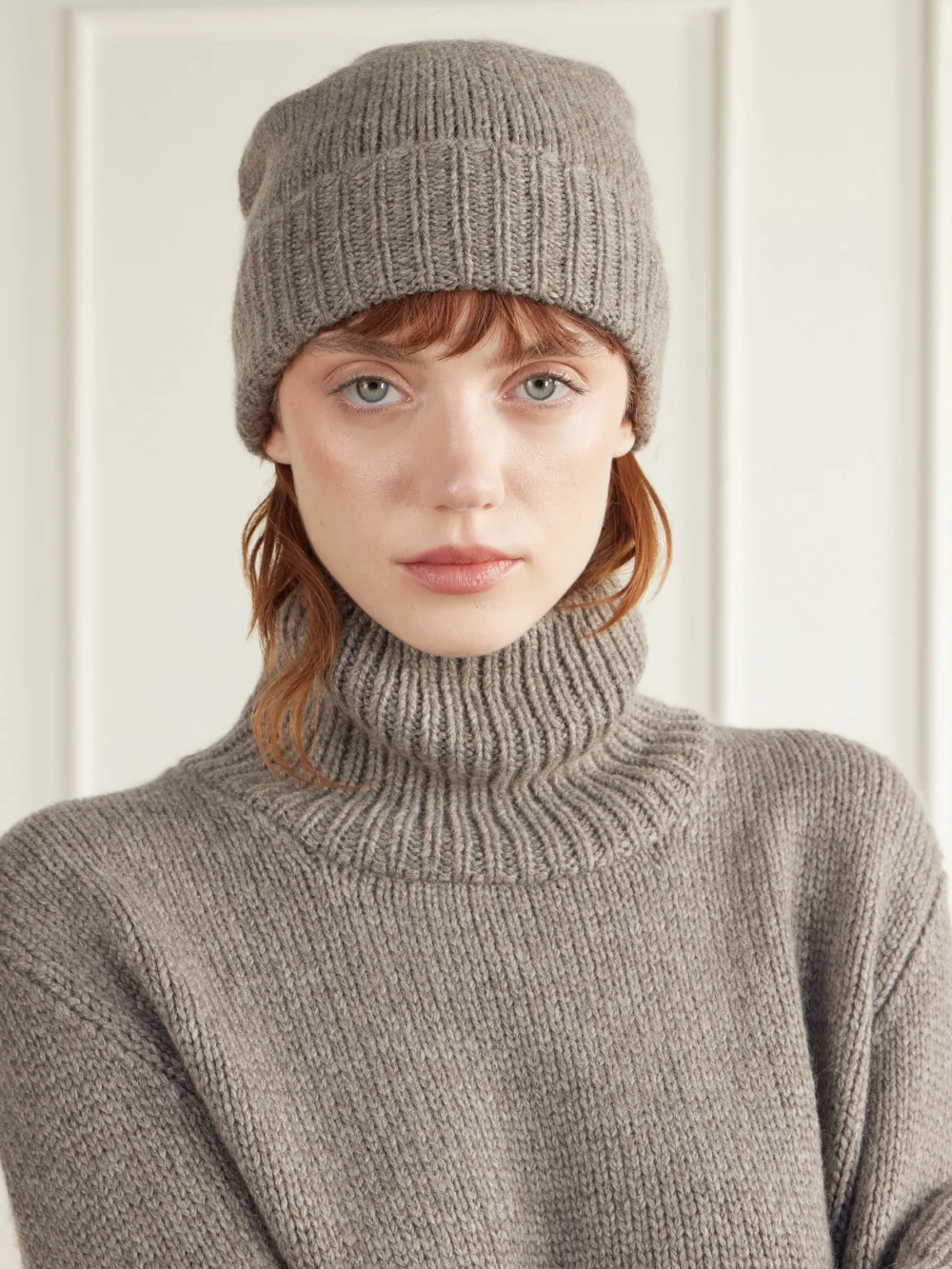 The Row Pavir Cashmere Beanie, styled view