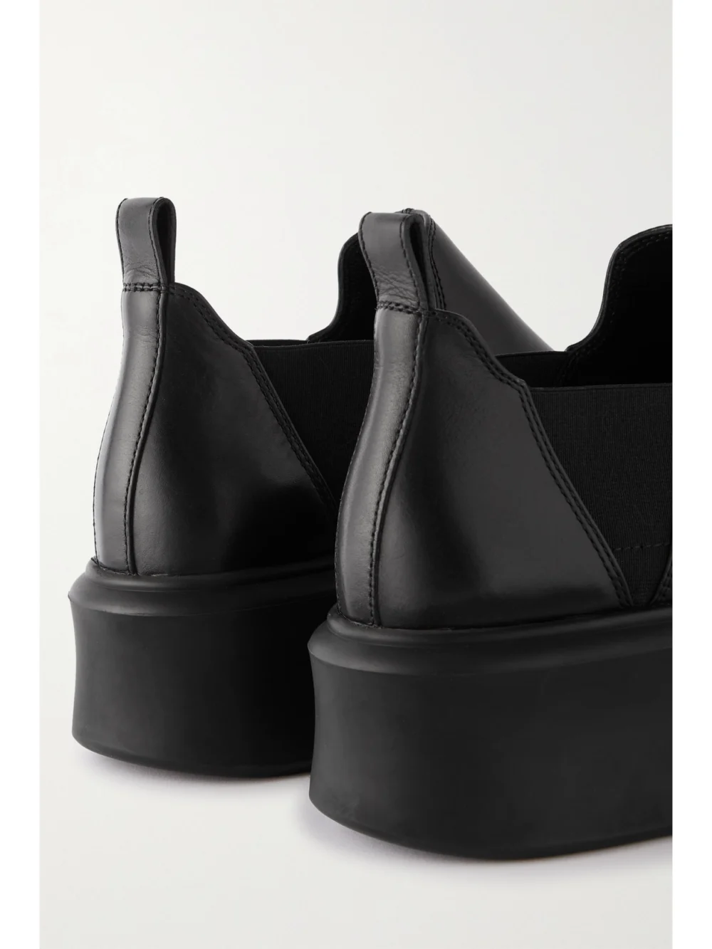 Close-up detail of The Row Robin Leather Chelsea Boots
