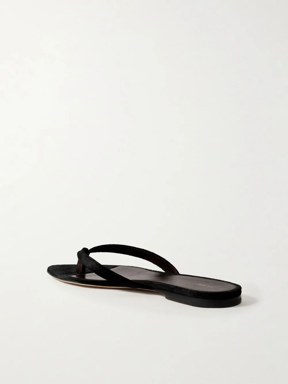Back view of The Row Sacha Flat Thong Velvet Sandals