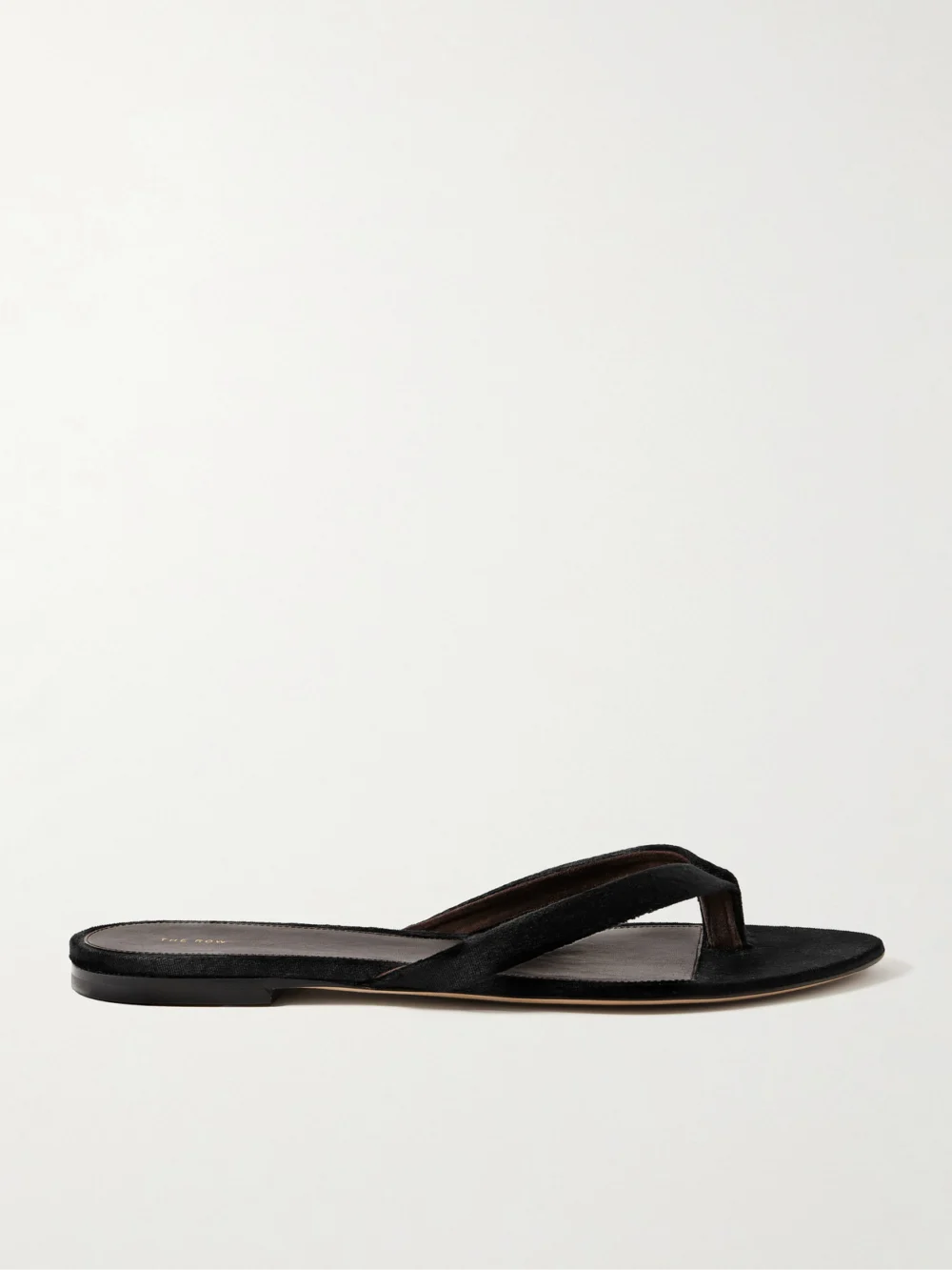 The Row Sacha Flat Thong Velvet Sandals in black