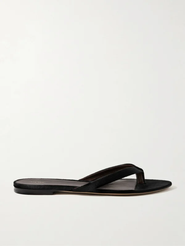 The Row Sacha Flat Thong Velvet Sandals