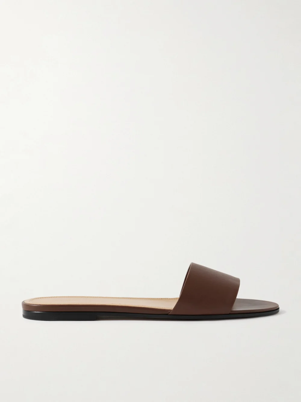 The Row Signum Leather Slides in brown