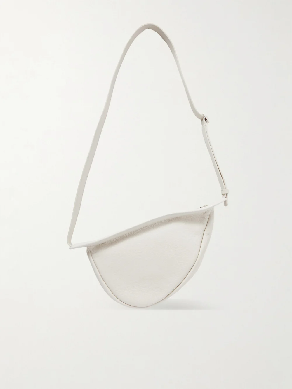 The Row Slouchy Banana Small Textured-leather Shoulder Bag in white