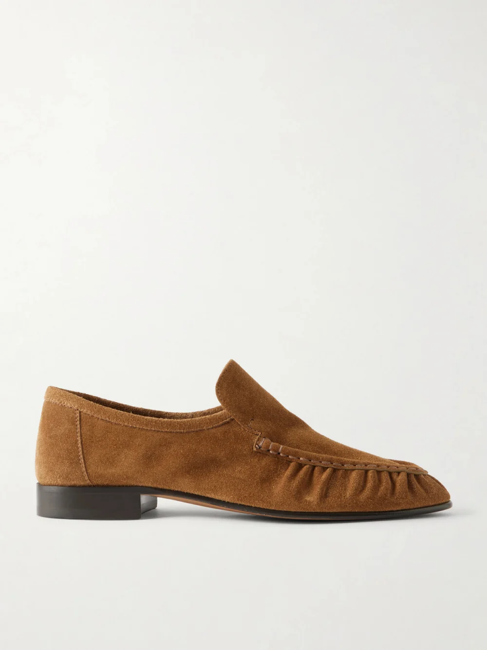 The Row Soft Suede Loafers in brown