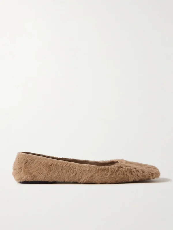 The Row Square Calf Hair Ballet Flats