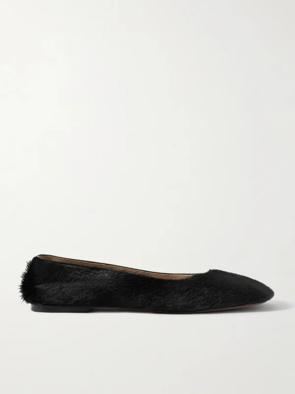 The Row Square Calf Hair Ballet Flats