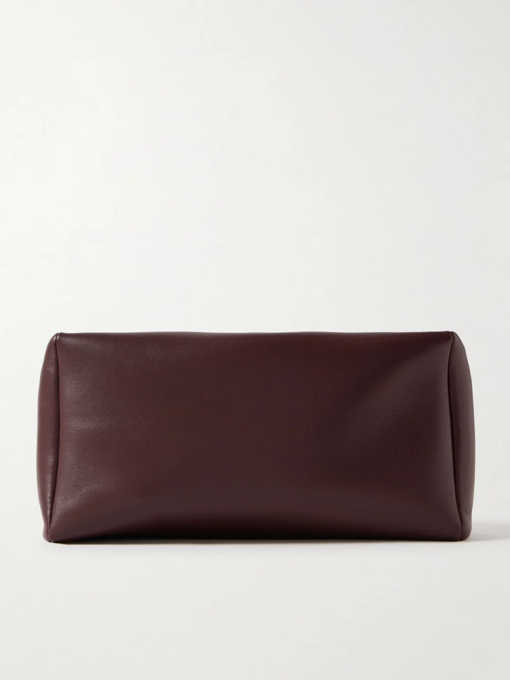 The Row Squared Compact Leather Clutch in burgundy