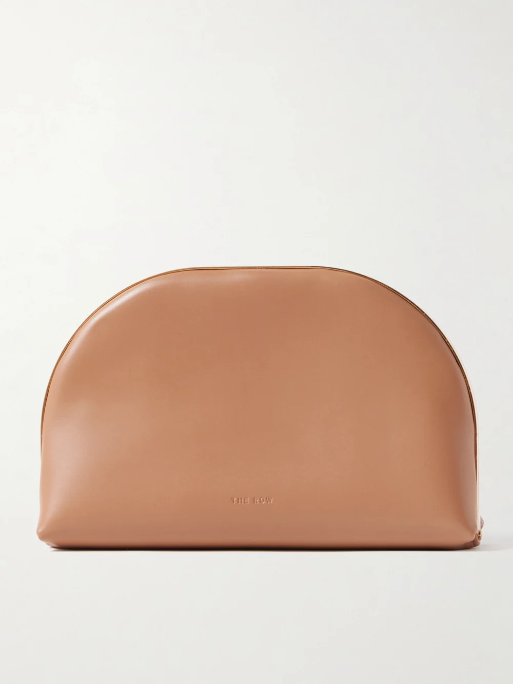 The Row Sylvia Leather Clutch in camel