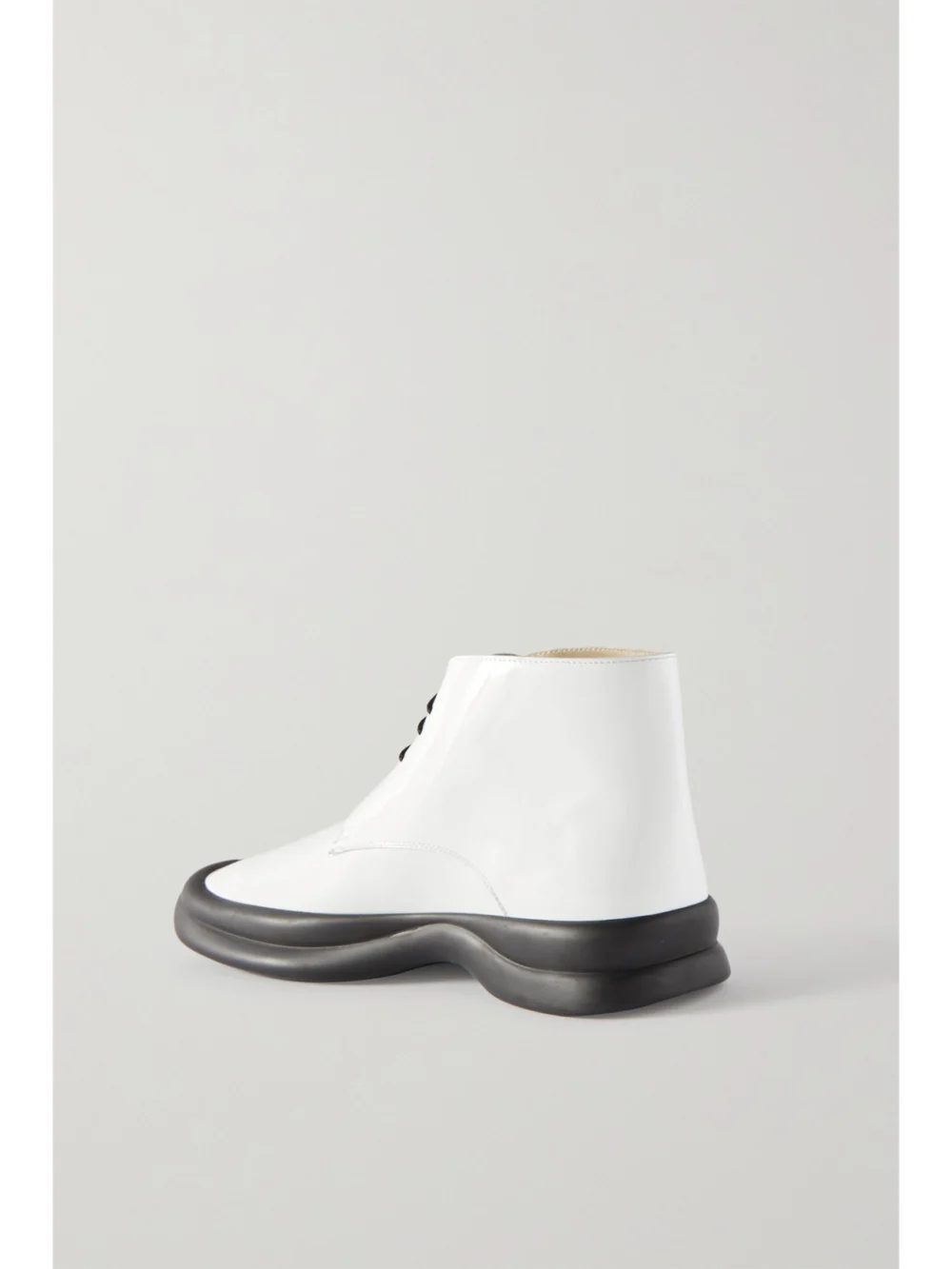 Back view of The Row Town Lace Up Patent-leather Ankle Boots