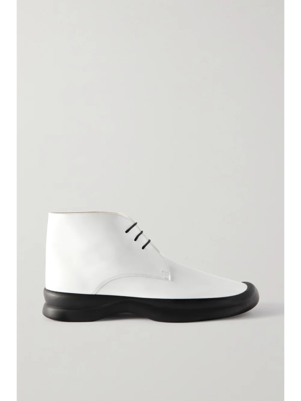The Row Town Lace Up Patent-leather Ankle Boots in off-white