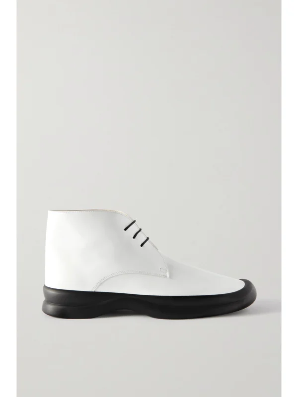 The Row Town Lace Up Patent-leather Ankle Boots