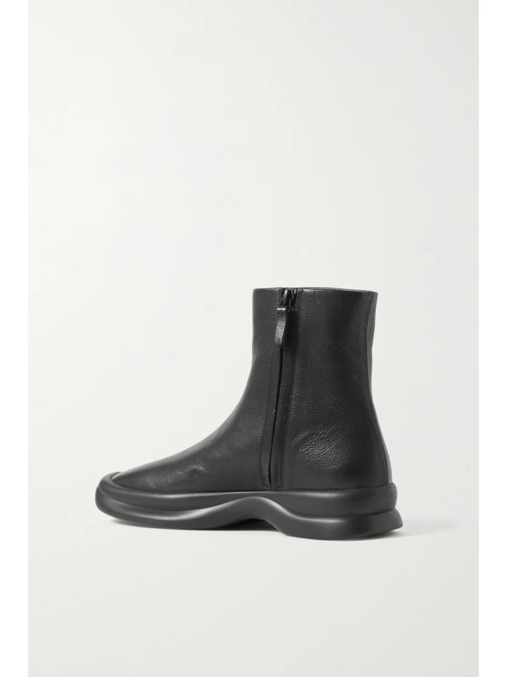 Back view of The Row Town Leather Ankle Boots