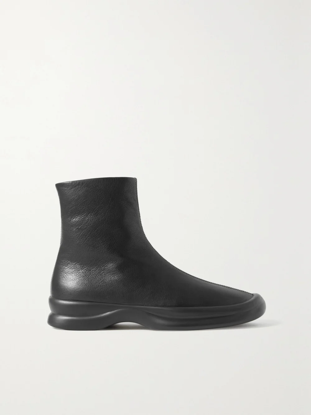 The Row Town Leather Ankle Boots in black