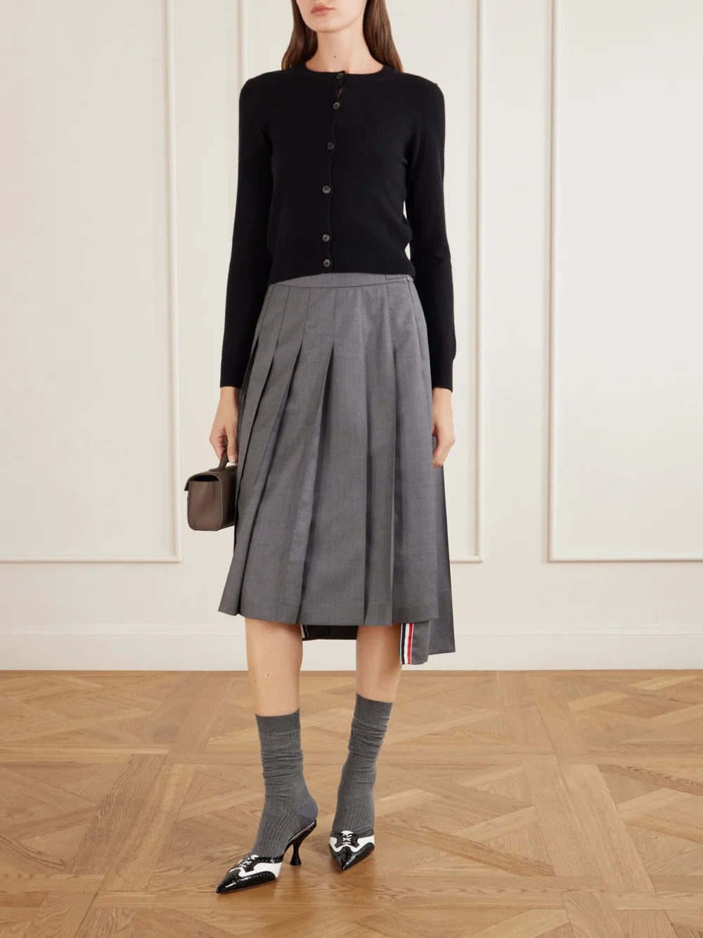 Thom Browne 75 Two-tone Lace-up Patent-leather Pumps, styled view