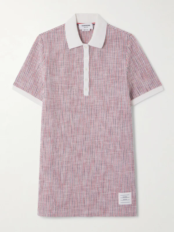 Thom Browne Appliquéd Striped Cotton-blend Tweed Mini Dress