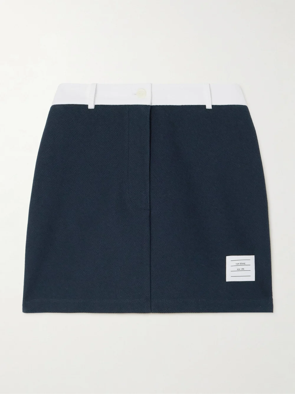 Thom Browne Appliquéd Two-tone Cotton-twill Mini Skirt in navy