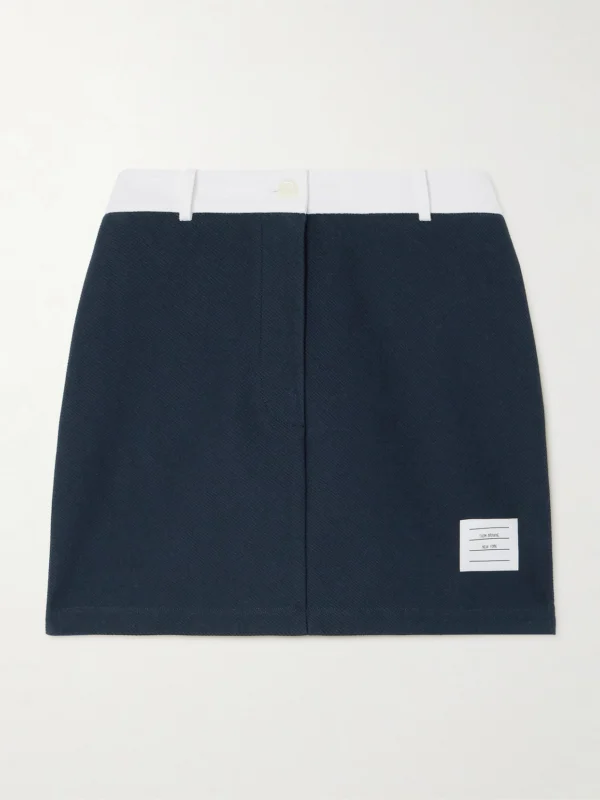 Thom Browne Appliquéd Two-tone Cotton-twill Mini Skirt
