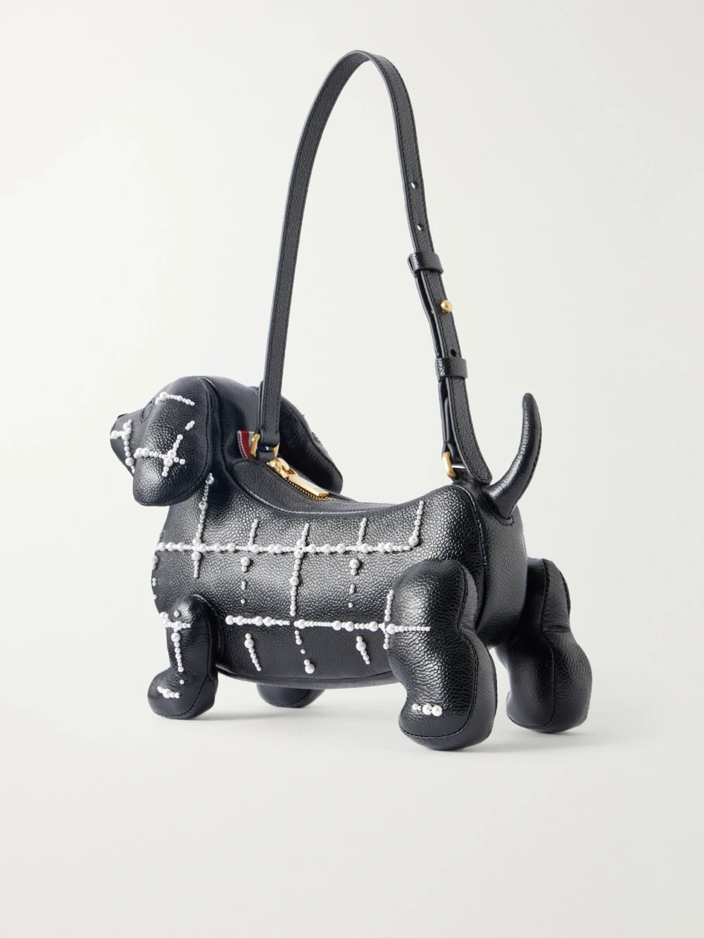 Back view of the Thom Browne Baby Hector Bead-embellished Leather Tote