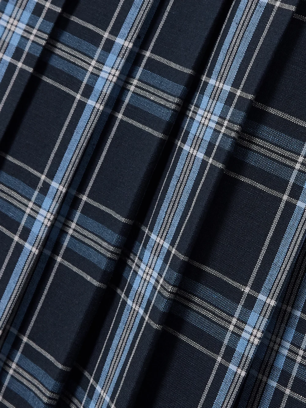 Close-up detail of the Thom Browne Belted Checked Wool and Linen-blend Midi Dress