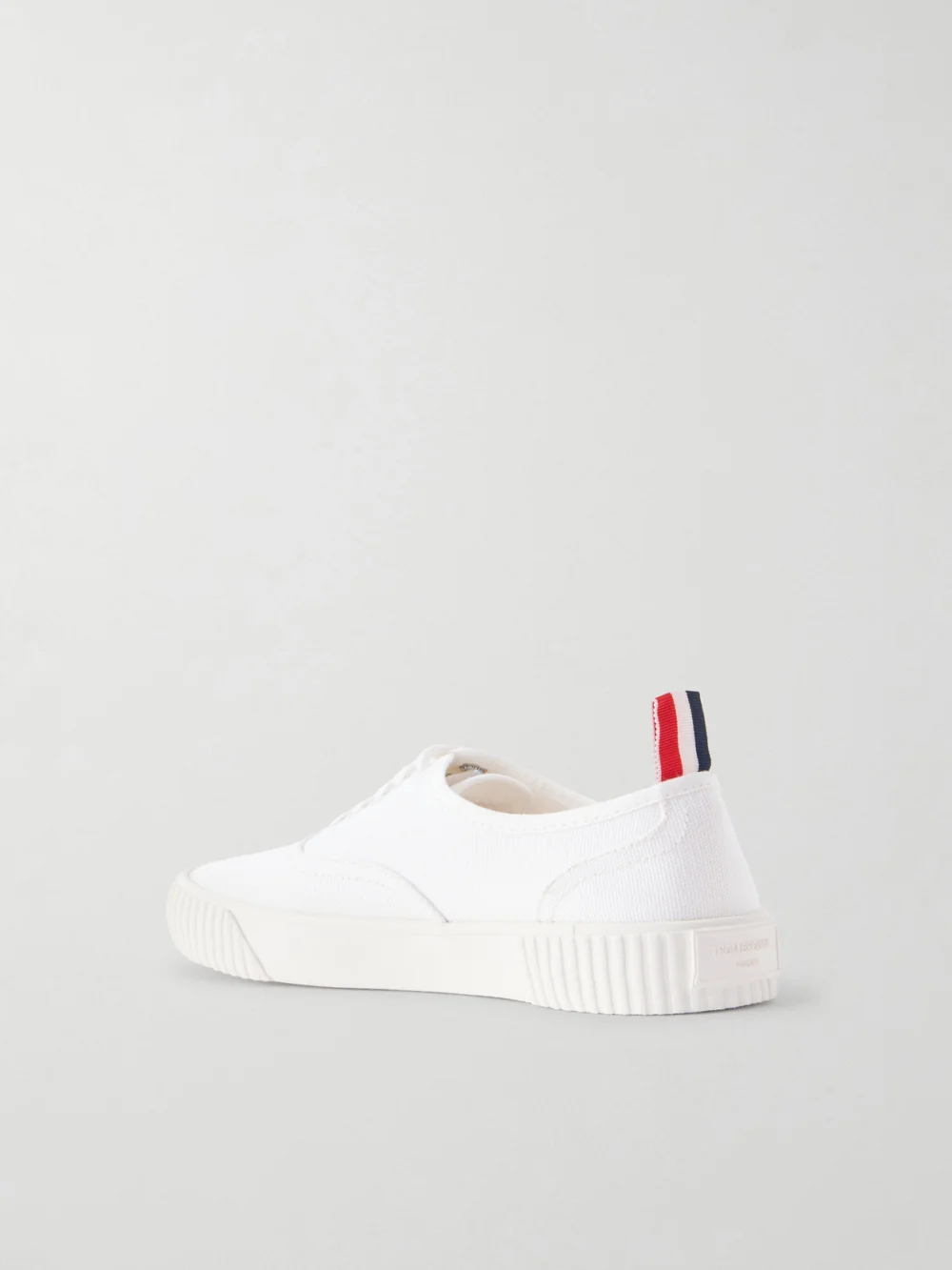Back view of the Thom Browne Heritage Grosgrain-trimmed Cotton-canvas Sneakers