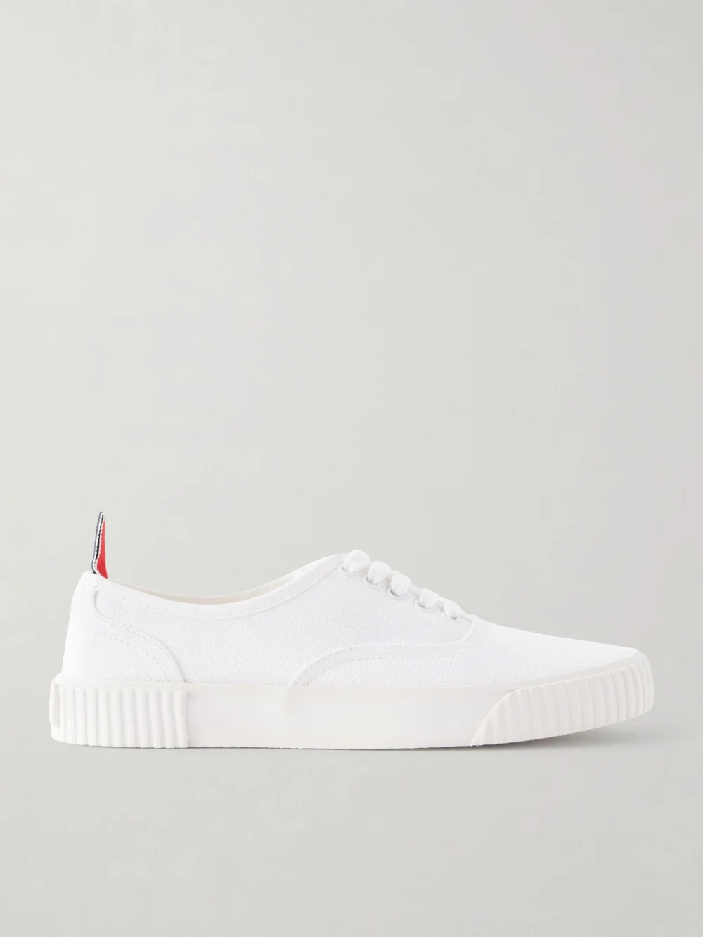 Thom Browne Heritage Grosgrain-trimmed Cotton-canvas Sneakers in white