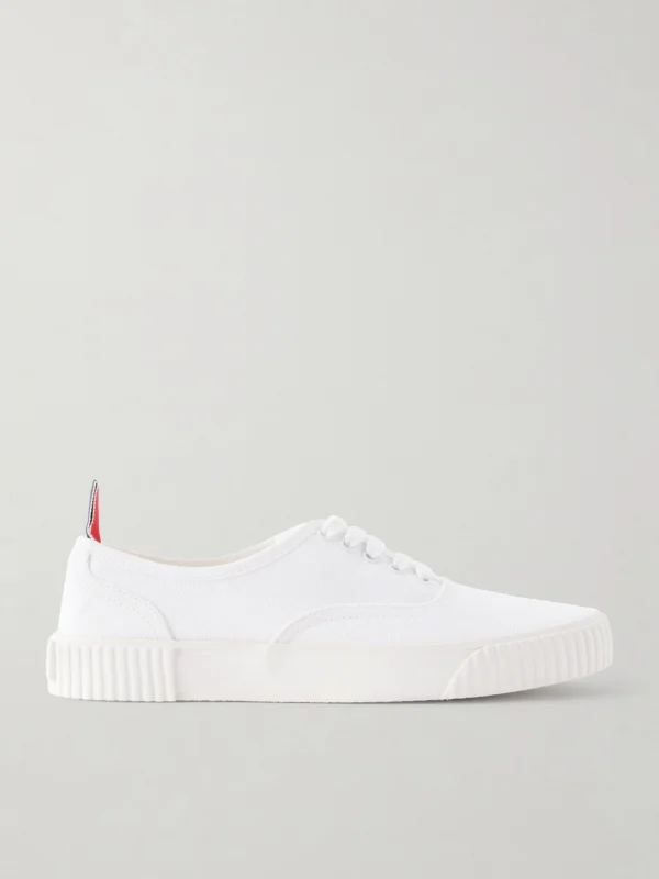 Thom Browne Heritage Grosgrain-trimmed Cotton-canvas Sneakers