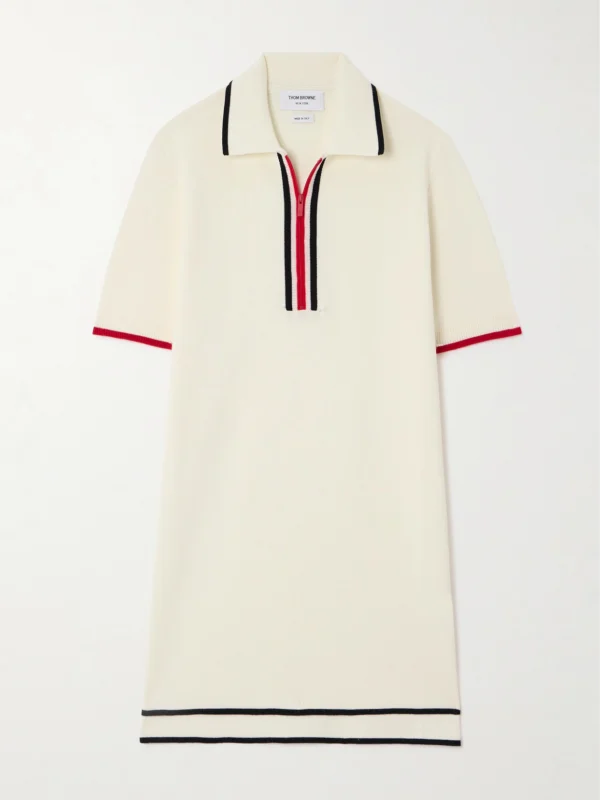 Thom Browne Milano Striped Knitted Wool Mini Dress