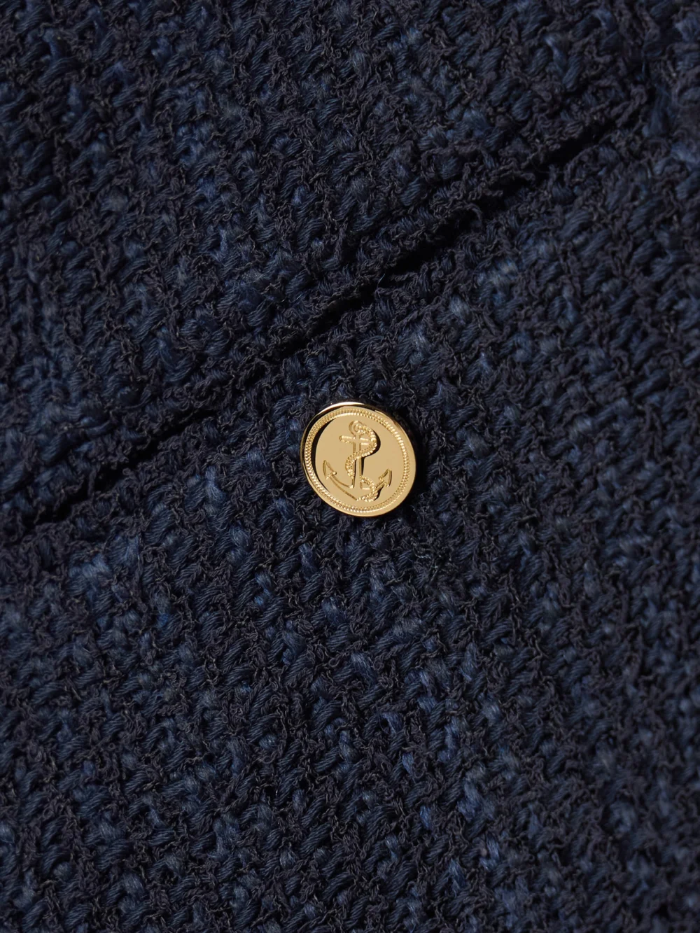Close-up detail of the Thom Browne Striped Cotton-blend Tweed Mini Skirt