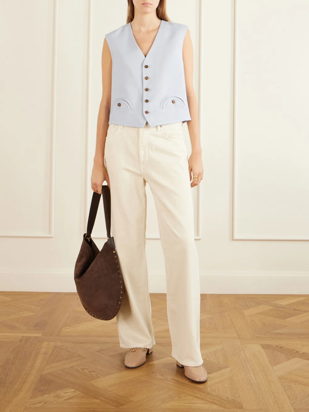 Tod's 23 Embellished Cuoio-leather Loafers, styled view