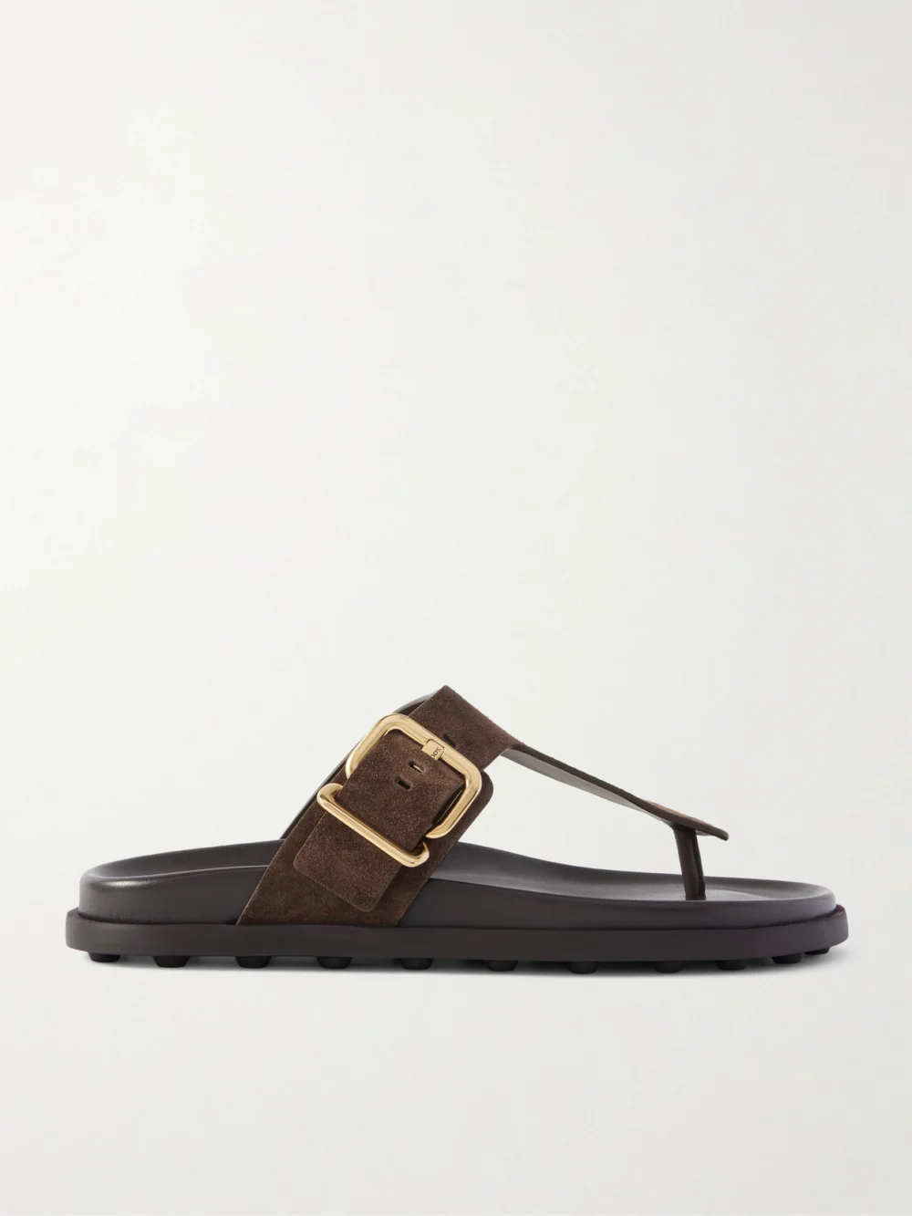 Tod's Buckled Suede Sandals in dark brown