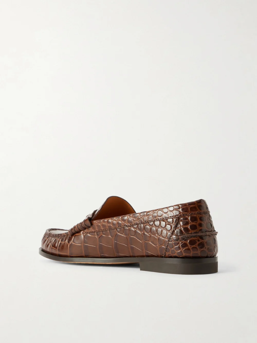 Back view of the Tod's Embellished Croc-effect Leather Loafers