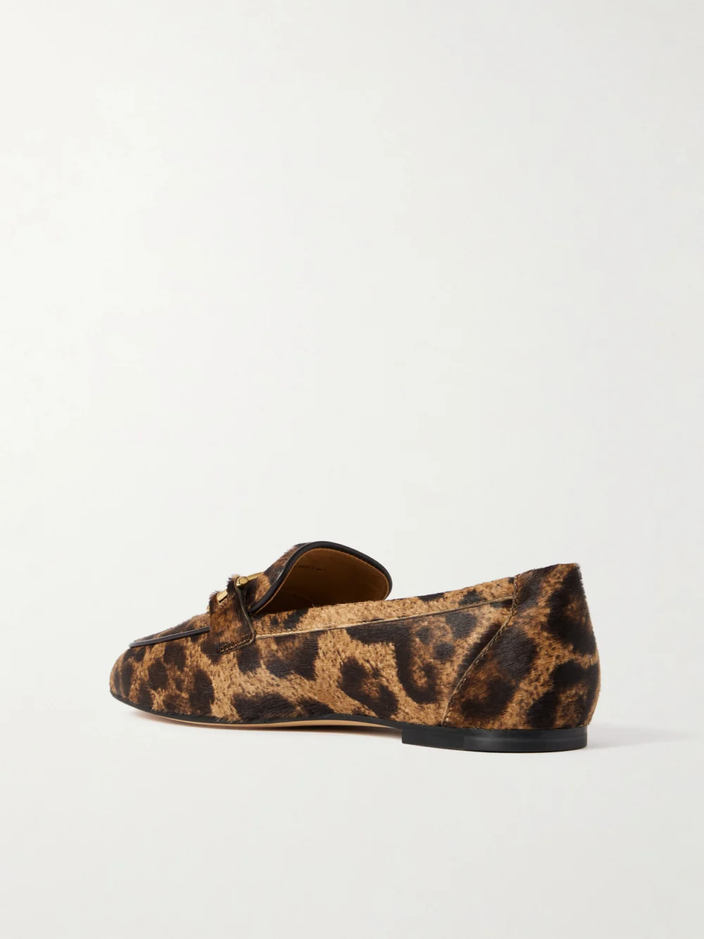 Back view of the Tod's Embellished Leopard-print Calf Hair Loafers