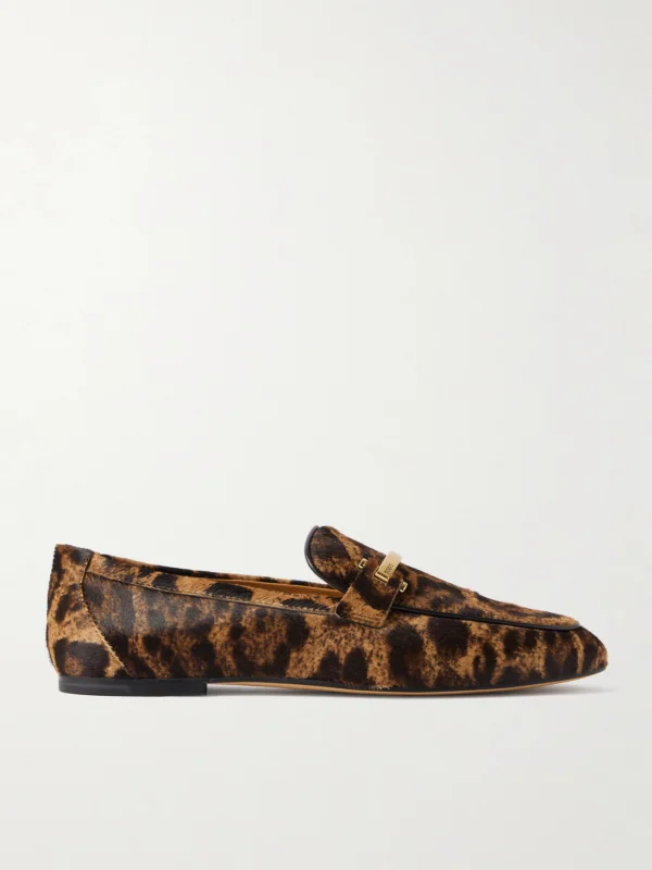 Tod's Embellished Leopard-print Calf Hair Loafers