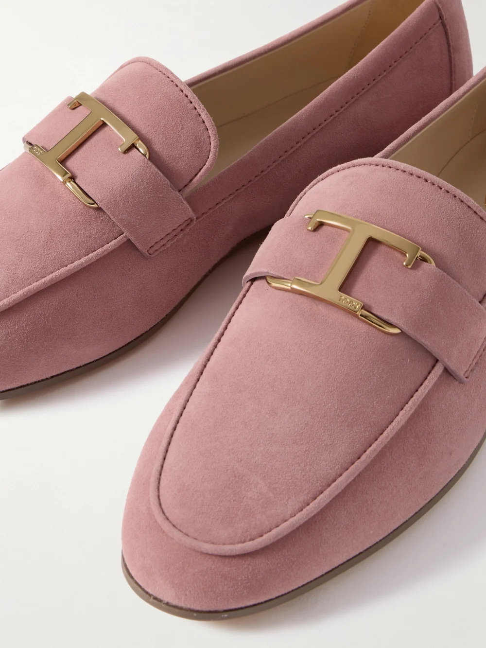 Close-up detail of the Tod's Embellished Nubuck Loafers