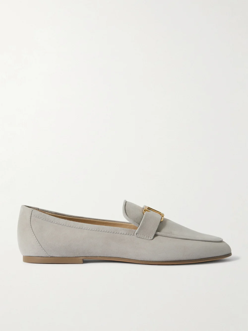 Tod's Embellished Nubuck Loafers in taupe